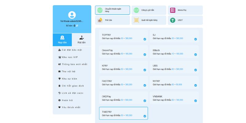 Ebanking vẫn được nhiều người lựa chọn để nạp tiền WW88